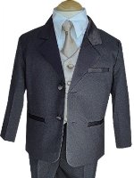 Bond Black Childrens Tuxedo with Gold Satin Vest and Long Tie
