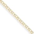 14k Hollow Double Link Charm Bracelet - 8 Inch - Lobster Claw