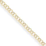 14k Hollow Double Link Charm Bracelet - 8 Inch
