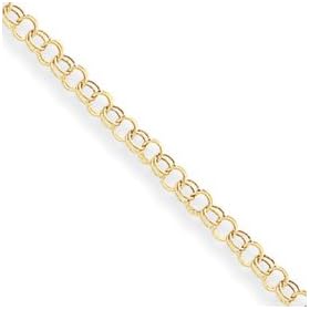 14k Hollow Double Link Charm Bracelet - 8 Inch - Lobster Claw by