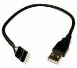 Adapter Cable, USB 2.0, IDC 5 Male (single row) to USB A Male (Used to connect devices designed to plug into USB motherboard header pins to an external USB 2.0 connector)