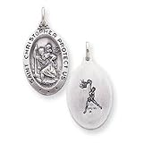 Sterling Silver St. Christopher Medal Charm Basketball