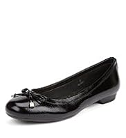 Footglove™ Fashion Freshfeet™ Leather Wide Fit Bow Pump Shoes with Insolia® Flex & Silver Technology