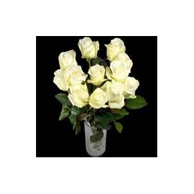 12 White Roses - The Classic Dozen White Rose Bouquet from InterRose the online Florist of Choice