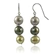 Sterling Silver (Dyed) Shades of Green Fresh Water Cultured Pearl Earrings