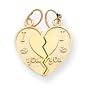 14k I Love You break apart heart Charm