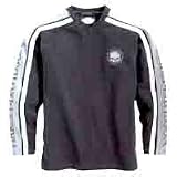 Harley Davidson Mens Long Sleeve Black Shirt, V-Nect, NEW ITEM, 100% Cotton, Contrasting Sleeves, Dimensional Gel Print Graphics on Sleeves and Left Chest, and on Back, 99013-07VM