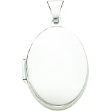 Sterling Silver Oval Locket Pendant Jewelry 28mm
