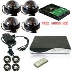 4 Channel DVR & 4 CCD Dome Color Cameras Security System D2004FE+ES303CCD