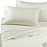 1200 Thread Count 4pc King Size Bed Sheet Set 100% Egyptian Cotton, Sateen Stripe, Deep... by Signature Bedding