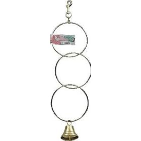 Vo-Toys Three Parrot Brass Plated Rings Bird Toy