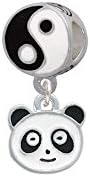 Enamel Panda Face Yin Yang Charm Bead
