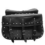 Classic Motorcycle Leather Like Zip Off Saddlebags with Studs 18WX10HX6.5D SD4795PV
