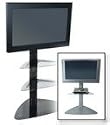 Flat Panel Tv Floor Stand with 1 Clear Glass Shelf - Silver