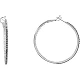14K White Black & White Diamond Hoop Earrings W Black Rhodium Plate Pair 1 7 8 Ct Tw