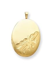 14k Gold Filled Flower 2-Frame Oval Locket