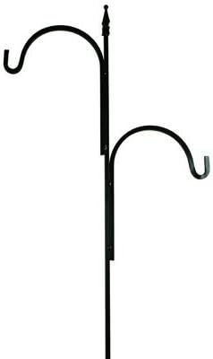 American Gardenworks SQTOFHN Shepherds Hook Plant Hanger, Double Offset, Hammered Nickel, 90-In. - Quantity 5