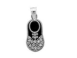 14K WHITE GOLD CHARM PENDANT W/DIAMONDS - BABY SHOES