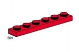 Lego Building Accessories 1x6 RED Plates - 50 pcs
