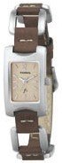 Fossil ES1117 Stainless Steel Ladies Analogue Champaign Dial Leather & Stainless Steel Strap Watch
