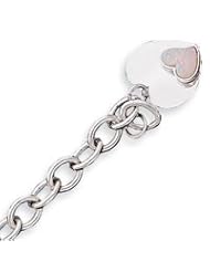 Sterling Silver Created Opal Heart Bracelet - 7 Inch