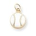 14k Polished White Enameled Baseball Charm