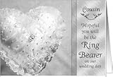 Ring Bearer Cousin Request Black and White Heart Pillow Card