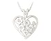 Diamond Flower and Heart MOM Pendant 14K White Gold