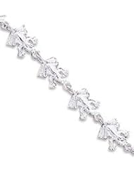 Sterling Silver Frogs Bracelet QA54-7"