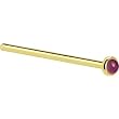 Solid 14KT Yellow Gold 2mm Genuine Raspberry Rhodolite Garnet Straight Fishtail 3/4 - 18 Gauge