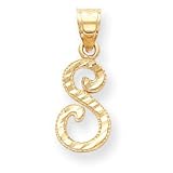 14k Diamond-Cut Fancy Initial S Pendant