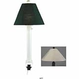 IMAGE OF Bisque Umbrella Table Outdoor Lamp With Antique Beige Linen Shade