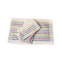San Jamar 705MSK Cotton Terry Multi Stripe Kitchen Towel, 26" Length x 15" Width (Pack of 12)
