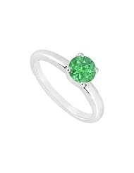 Emerald Ring 14K White Gold - 1.00 CT TGW
