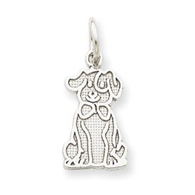 14k White Gold Puppy Charm