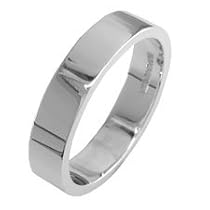 9ct White Gold, 4mm Wide, Flat Shape Wedding Ring