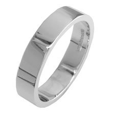 9ct White Gold, 4mm Wide, Flat Shape Wedding Ring