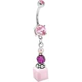 Swarovski� Pink DELIGHTFUL PEARL Dangle Belly Ring