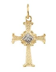 Genuine IceCarats Designer Jewelry Gift 14K Yellow Gold Childs Cross Pendant W/Diamon. 13.00X10.00 Mm Childs Cross Pendant W/Diamon In 14K Yellow Gold