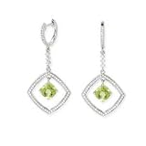 14k White Gold, Diamond & Peridot Drop Earrings (3.15ctw)