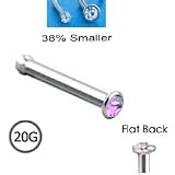 316L Surgical Steel Nose Bone Ring Micro 1.5mm Violet Purple Gem 20G FREE Nose Ring Backing