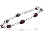 0.08 Cts Diamond & 7.12 Cts Garnet Bracelet in 14K White Gold