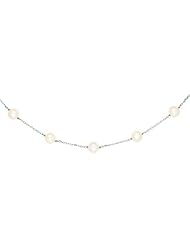 14K Gold White Cultured Round Pearl Necklace 18"