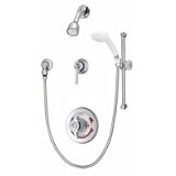 Symmons Temptrol II pressure balancing mixing valve with lever handle, lever diverter, clear flo shower head and wall/hand shower with flexible metal hose BP 56 500 B30 V 21NpwdaopRL. SL160 Symmons Temptrol II pressure balancing mixing valve with lever handle, lever diverter, clear flo shower head and wall/hand shower with flexible metal hose BP 56 500 B30 V