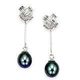 14k Gold Black Pearl Hanging Earring