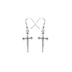 Cross Dagger Earrings - Pewter - 1'' Height