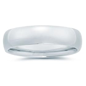 14k White Gold Flat Comfort Fit Men's Band  6mm.