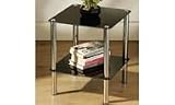 Review MHZ DISTRIBUTORS  / 2 TIER SQUARE END TABLE BLACK GLASS/CHROME LEGS
