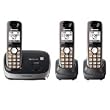 Panasonic KX-TG6513B DECT 6.0 PLUS Expandable Cordless Phone System, Black, 3 Handsets