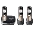 Panasonic KX-TG6513B DECT 6.0 PLUS Expandable Cordless Phone System, Black, 3 Handsets